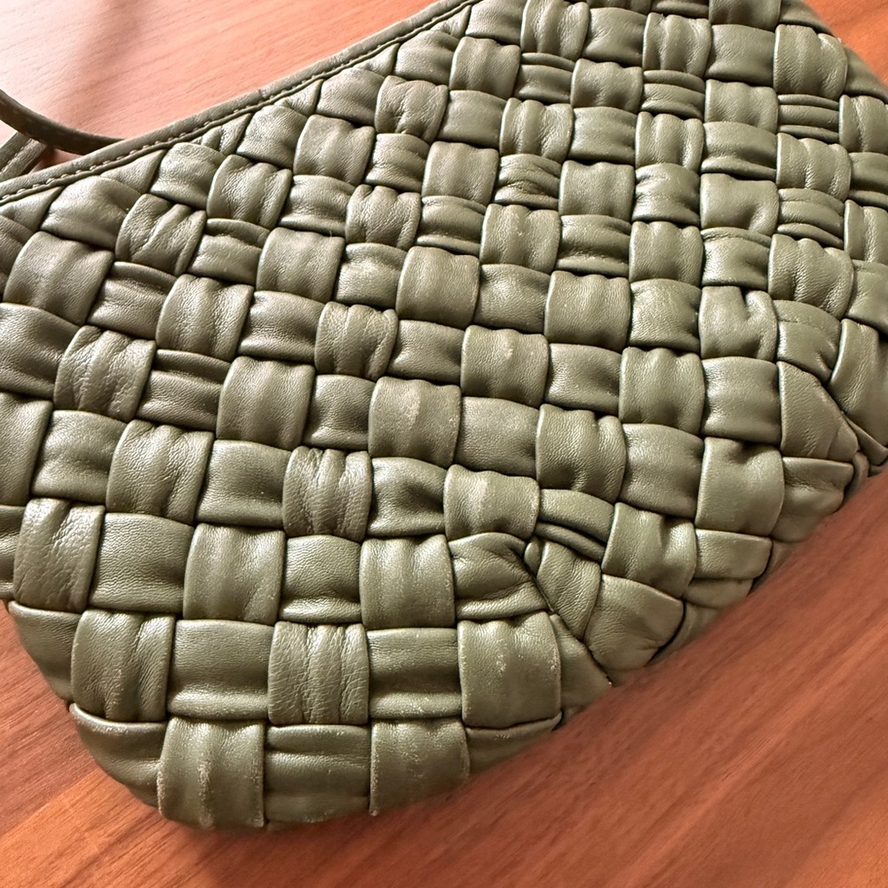 Clare V Army Green Woven Puffy Petite Moyen Messenger - Picture 6 of 13
